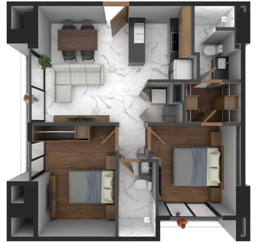 Plano Departamento Modelo A - Valta Living