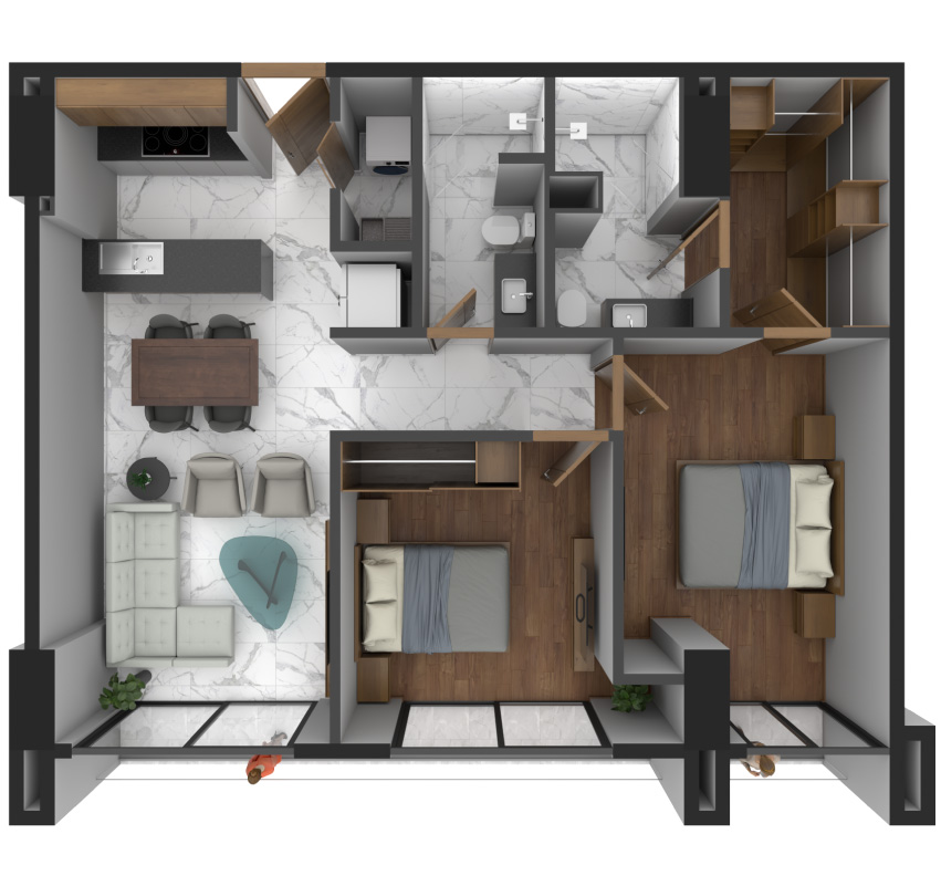 Plano Departamento Modelo B - Valta Living